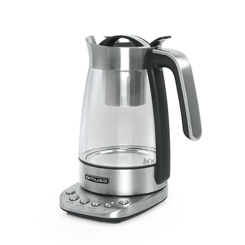 Muse 2 in 1 Wasserkocher mit Teekessel Funktion | Temperatureinstellung, 2000W, Teekocher aus Glas mit Sieb | MS-320 T von MUSE