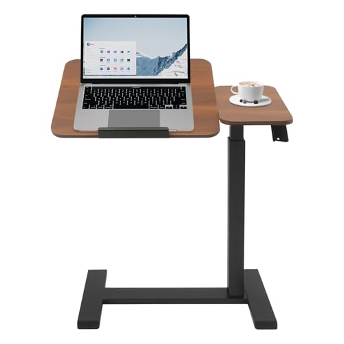MUSESPANI Mobile Stehschreibtisch, Verstellbarer Überbett-Bettscheidetisch, Verstellbarer rollender Stehschreibtisch mit versteckten Rädern (Walnußfarbe) von MUSESPANI