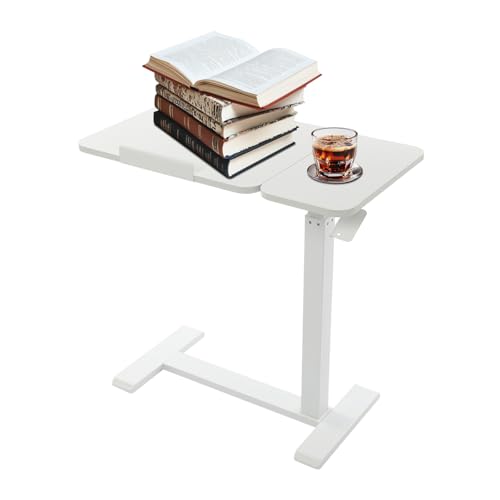 MUSESPANI Mobile Stehschreibtisch, Verstellbarer Überbett-Bettscheidetisch, Verstellbarer rollender Stehschreibtisch mit versteckten Rädern (weiß) von MUSESPANI