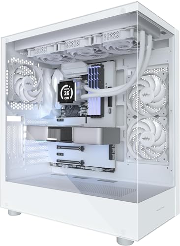 MUSETEX PC Gehäuse ATX 3 Non-LED Lüfter vorinstalliert, Typ-C Mid-Tower Computergehäuse mit Vollsicht-Doppelglas, Gaming PC Gehäuse,Weiß(K2) von MUSETEX