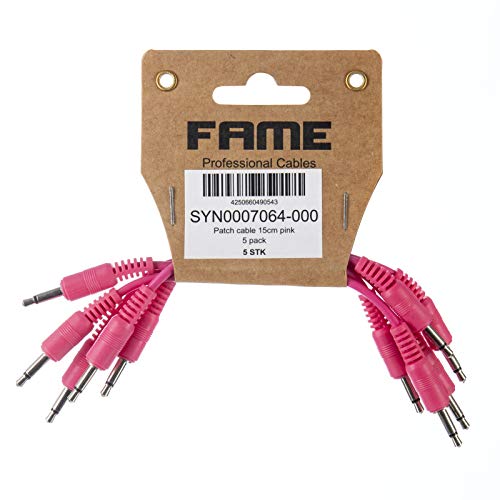MUSIC STORE Eurorack Patchkabel 15cm, Modulare Synthesizer Patchkabel, 5er Pack, Pink, 3,5mm Mono-Klinkenstecker von MUSIC STORE