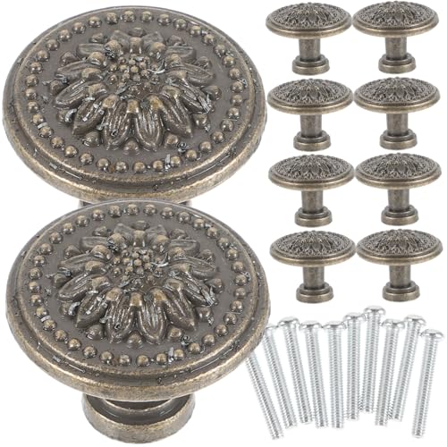 MUSISALY 10 Stück Teiliges Vintage Schubladenknöpfe aus Legierung Runde Möbelgriffe im Antiken Stil Einfache Montage Robust und Dekorativ für Küchenschränke und Kommoden von MUSISALY