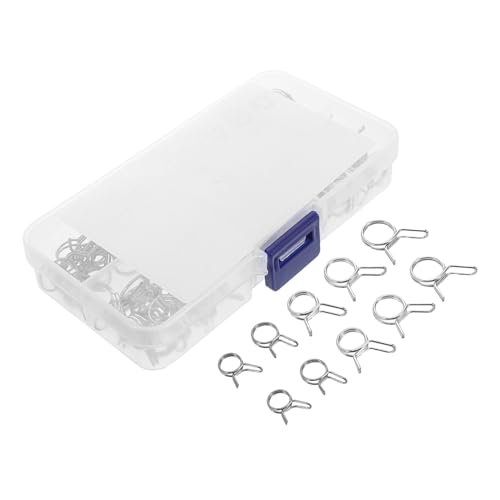 MUSISALY 100 Stück Doppeldraht Edelstahl Spannschlauchklemmen Verstellbare Rohrschellen für Silikonschläuche Wasserrohre Kraftstoffleitungen Einsetzbar Langlebig Praktische Box von MUSISALY
