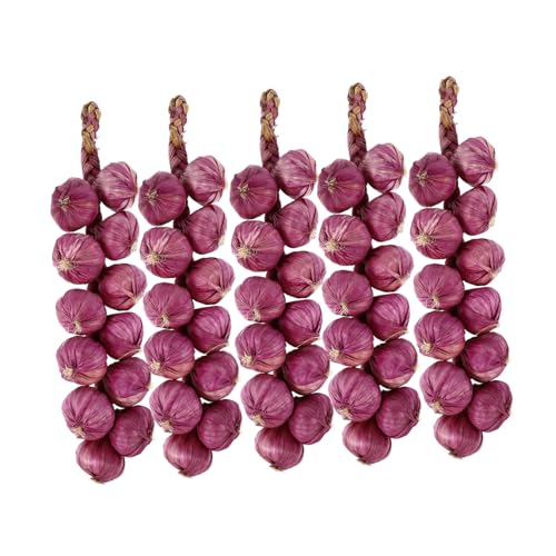 MUSISALY 5stücke Künstliche Knoblauchschnur Fake Gemüsespieß Hängende Dekoration Obstdekor Gemüsedekor Violett String Decor Für Wand Baum Partydekoration von MUSISALY