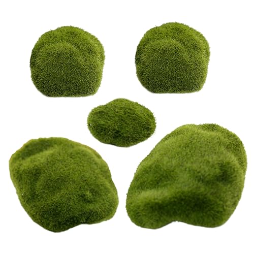 MUSISALY Lebendige Gefälschte Moosfelsen 5 Stück Künstliche Moossteine Schaumstoff- Garten-Layout-Requisite Bonsai- Realistisches Kunststeinmoos von MUSISALY