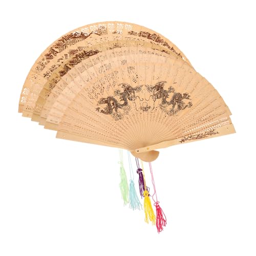 MUSISALY 6 Stück Teiliges Chinesischer Handfächer aus Duftendem Holz und Vintage Dekorativ für Tanzaufführungen Hochzeiten und Sommerpartys Handlich und Traditionell Gestaltet von MUSISALY