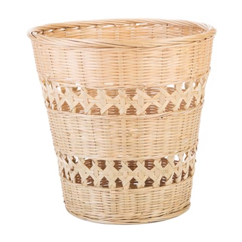 MUSISALY Holz-mülleimer Handgewebter Müllkorb Natürlich Gewebter Mülleimer Papierkorb Rattan-aufbewahrungskorb von MUSISALY