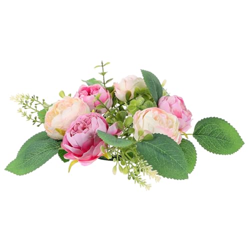 MUSISALY Kerzenringe Für Hochzeit Künstliche Pfingstrosenblüten-kerzenringe Dekoration Für Tisch Und Party von MUSISALY