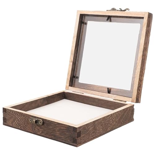 MUSISALY vintage Insekten-Probenvitrine Aus Holz Mit Klarem Deckel Multifunktionale Ausstellungsbox Für Schmetterlinge Trockenblumen Und Schmuck 10X10X4.5Cm von MUSISALY
