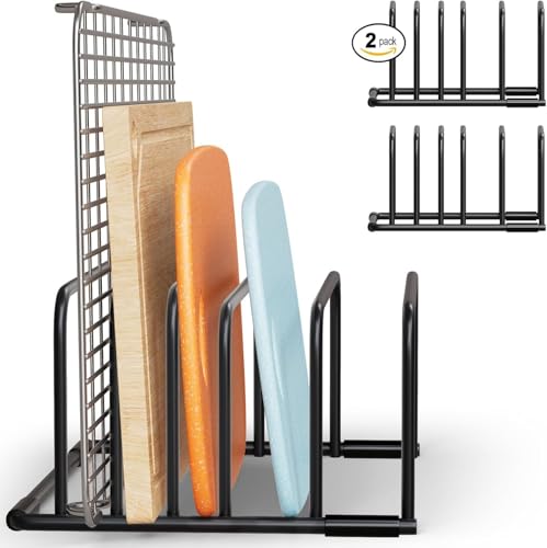 MUSLONG Schneidebrett Rack Schneidebrettständer Schwarz Schneidebrett Halter Ständer Schneidebrett Halterung Topfdeckelhalter Schneidebrett Organizer Ständer Topfpfannendeckel Halter für Küche von MUSLONG