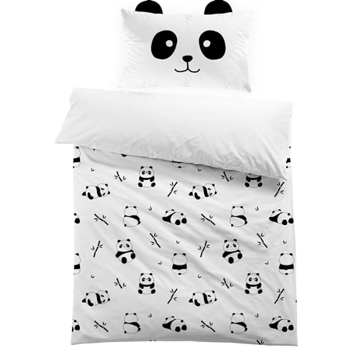 MUSOLEI Bettbezug für Einzelbett, Panda, 3D-Druck, 2 Teile: Bettbezug 150 x 200 cm und 1 Kissenbezug 50 x 80 cm, für Kinder, Geschenk für Kinder von MUSOLEI