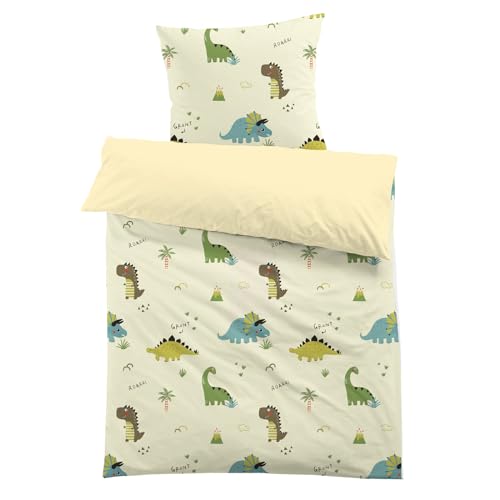 MUSOLEI Dinosaurier Bettwäsche 135x200cm Jungen Kinder 3D-Druck Cartoon Dino Bettwäsche Kinderbettwäsche Mikrofaser-Polyester Bettbezug 135x200 mit 1 Kissenbezug 80x80cm von MUSOLEI