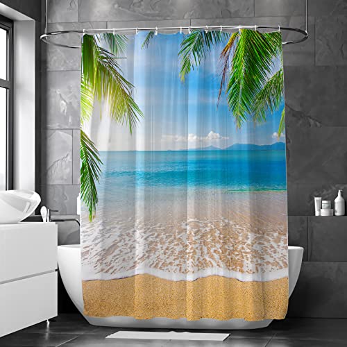 MUSOLEI Duschvorhang 180X180cm 3D-Druck Meer 180X180 Blau Anti-Schimmel Wasserabweisend mit Ringen waschbar für Badezimmer von MUSOLEI