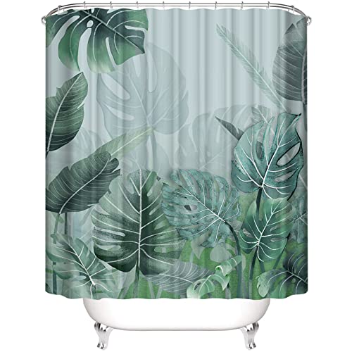 MUSOLEI Duschvorhang 180X180cm 3D-Druck Baltt Duschvorhänge 180X180 Grün Badewanne-Vorhang Anti-Schimmel Wasserabweisende Duschvorhänge mit Ringen waschbare Badezimmer-Vorhänge, dunkelgrün von MUSOLEI
