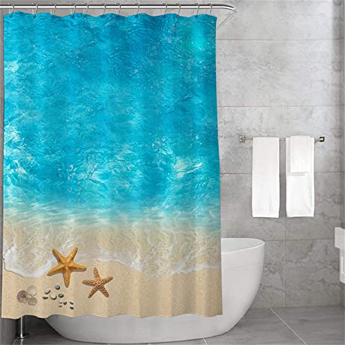 MUSOLEI Duschvorhänge 180X200cm 3D-Druck Meer Duschvorhang 180X200 Blau Muster Badewanne-Vorhang Anti-Schimmel Wasserabweisende Duschvorhänge mit Ringen waschbare Badezimmer-Vorhänge, blau von MUSOLEI