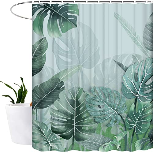 MUSOLEI Duschvorhang 180X200cm 3D-Druck Baltt Duschvorhänge 180X200 Grün Badewanne-Vorhang Anti-Schimmel Wasserabweisende Duschvorhänge mit Ringen waschbare Badezimmer-Vorhänge, dunkelgrün von MUSOLEI