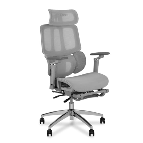 MUSSO H80 Pro Ergonomischer Bürostuhl, Mesh Schreibtischstuhl Mit 3-Zonen Dynamischer Lendenwirbelstütze 4D Verstellbare Armlehne 5-stufig Verstellbare Rückenlehne Bürostuhl Fußablage von MUSSO