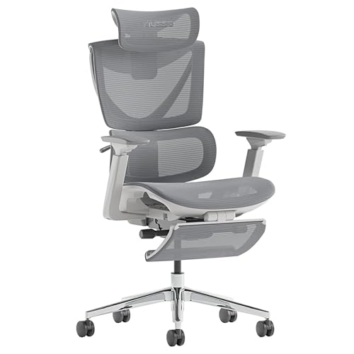 MUSSO V900 Structure Master Ergonomischer Bürostuhl mit 3-stufig Verstellbarer Rückenlehne, Lendenwirbelstütze, 4D-Armlehne & Kopfstütze, einziehbare Fußstütze, Netz-hohe Rückenlehne für Zuhause/Büro von MUSSO