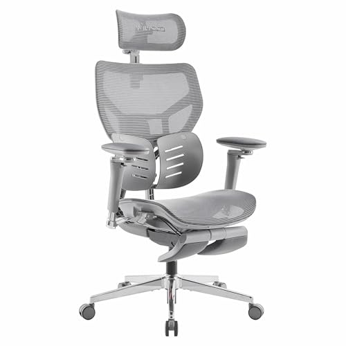MUSSO X700 Ergonomischer Bürostuhl Mit GlideTrack-Lendenstütze, 6D-Armlehnen, 4D-Kopfstütze, Sitzgleitfläche & Fußstütze – Intelligenter Komfort für Arbeit, Studium & Gaming (Dunkelgrau) von MUSSO