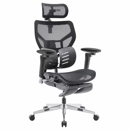 MUSSO X700 Ergonomischer Bürostuhl Mit GlideTrack-Lendenstütze, 6D-Armlehnen, 4D-Kopfstütze, Sitzgleitfläche & Fußstütze – Intelligenter Komfort für Arbeit, Studium & Gaming (Schwarz) von MUSSO