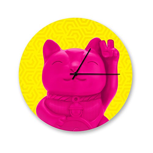 MUSTARD Lucky Cat Clock, Plastic, Multicolored, 9 x 2 x 3 cm von MUSTARD