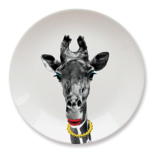 MUSTARD - Wild Dining Giraffe Dinner Plate I Keramik Teller I 100% Keramik I Runder Essteller I besonders I lustiger Speiseteller I Teller mit Tierprint I Geschenkidee für Studenten - Gina Giraffe von MUSTARD