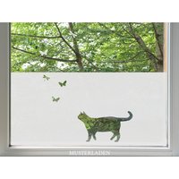 Fensterfolie Katze, Sichtschutzfolie Sichtschutz Arztpraxis, Kinderzimmer, Milchglas Blickdicht Mit Motiv von MUSTERLADEN