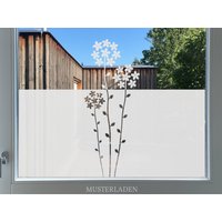 Fensterfolie Motiv Blumen, Fenstertattoo Blumen Milchglasfolie, Florale Dekorative Sichtschutzfolie Motiv, Klebefolie Fenster von MUSTERLADEN