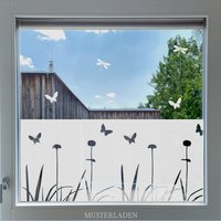 Sichtschutzfolie Für Fenster Und Andere Glasflächen Mit Blumen Schmetterlingen von MUSTERLADEN