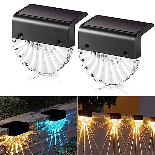 MUSUNIA Solarlampen für Außen Garten, Wasserdichte Solar Lampe für die Garten dekoration 2 Stück LED Gartenlampen für Terrasse, Stufen und Treppen, 2 Modi LED Warmweiß/Farbwechselnde Beleuchtung von MUSUNIA