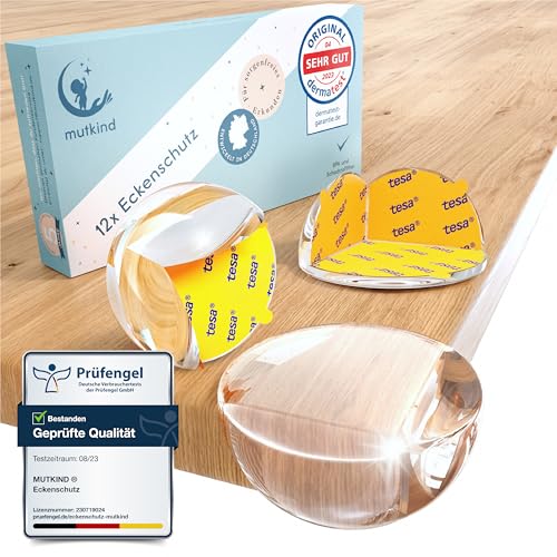 MUTKIND Eckenschutz Baby - (12 STK. mit Kleber von TESA) Kantenschutz Baby - Extra starker Halt - Baby Kantenschutz Selbstklebend - Eckenschutz Transparent - Eckschutzkanten (Transparent) von MUTKIND
