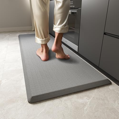 MUTUN rutschfest Küchenteppich Anti Ermüdungsmatte 20MM Dicke Küchenläufer Schaum-Stehmatten PVC Wasserdicht Laufteppich Küchenmatte Bodenmatte(Grau,44x152cm) von MUTUN
