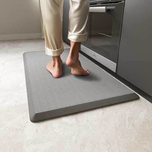 MUTUN rutschfest Küchenteppich Anti Ermüdungsmatte 20MM Dicke Küchenläufer Schaum-Stehmatten PVC Wasserdicht Laufteppich Küchenmatte Bodenmatte(Grau,44x71cm) von MUTUN