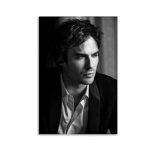 Ian Somerhalder Schwarz-Weiß-PosCanvas-Poster, dekoratives Gemälde, Leinwand-Wandposter und Kunstdruck, modernes Familienschlafzimmer-Dekor-Poster, 40 x 60 cm von MUTYNE