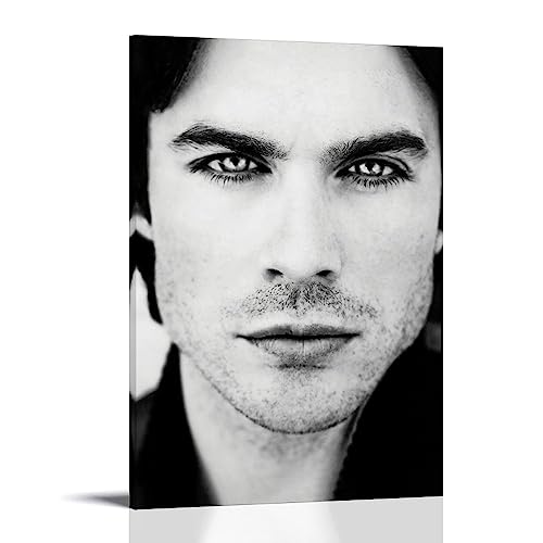 Ian Somerhalder The Vampire Diaries Black AnCanvas Poster, dekoratives Gemälde, Leinwand-Wandposter und Kunstdruck, modernes Familienschlafzimmer-Dekor-Poster, 20 x 30 cm von MUTYNE