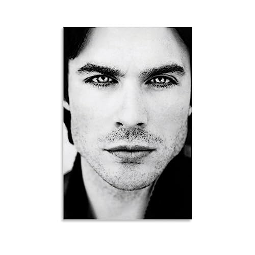 Ian Somerhalder The Vampire Diaries Black AnCanvas Poster, dekoratives Gemälde, Leinwand-Wandposter und Kunstdruck, modernes Familienschlafzimmer-Dekor-Poster, 20 x 30 cm von MUTYNE