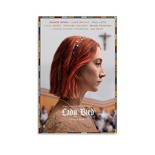 Lady Bird Filmposter Saoirse Ronan, Leinwand-Poster, dekoratives Gemälde, Leinwand-Wandposter und Kunstdruck, modernes Familienschlafzimmer-Dekor-Poster, 60 x 90 cm von MUTYNE