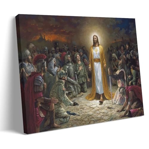 Leinwand-Poster mit Jesus-Soldaten-Anbetung, dekoratives Gemälde, Leinwand-Wandposter und Kunstdruck, modernes Familienschlafzimmer-Dekor-Poster, 40 x 60 cm von MUTYNE