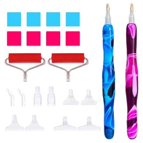 Diamond Painting Stift,5D Diamant Malstift Set,Kunstharz Diamond Painting Zubehör mit Ersatz Stiftköpfen,Malerei Kleber Ton und Roller für Strasssteine DIY Handwerk und Nail Art Kunst Diamond Painting Stift,5D Diamant Malstift Set,Kunstharz Diamond Painting Zubehör mit Ersatz Stiftköpfen,Malerei Kleber Ton und Roller für Strasssteine DIY Handwerk und Nail Art Kunst von MUU