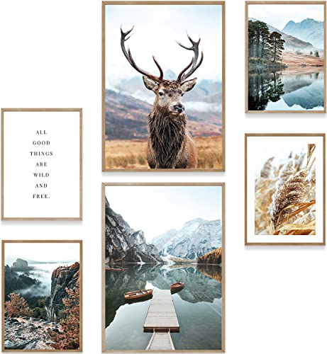 MUUDLY® Premium Poster Set, Moderne Wandbilder für Wohnzimmer und Schlafzimmer, 2 x A3 & 4 x A4, Bilder als Wanddeko (Natur, ohne Rahmen) von MUUDLY