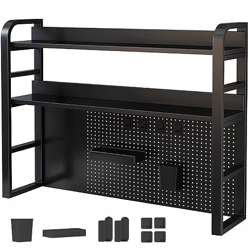 Computer-Desktop-Bücherregal, 2-stöckiger Bücherregal-Organizer mit 8 Aufbewahrungssets, Mehrzweck-Schreibtischregal aus Metall für Wohnheim, Büro und Zuhause,Black a,37×10×37" von MUUNS