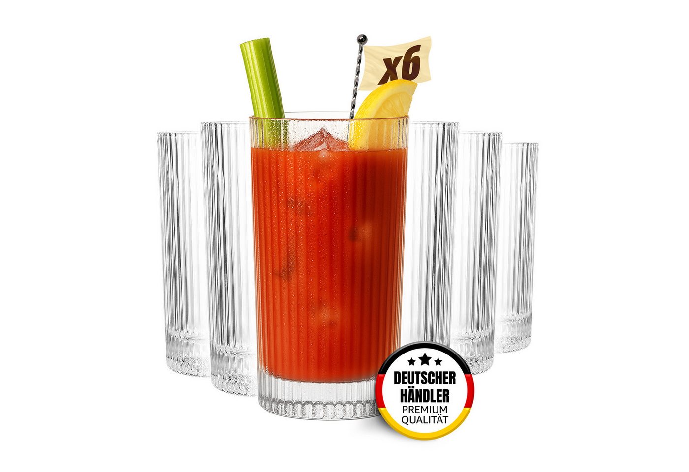 MUVELL Longdrinkglas 6er Set „France“ 380 ml klar, Latte Macchiato, spülmaschinenfest, feuerpoliertes kristallklares 3mm Glas, Stoßfest, Spülmaschinenfest, 3 mm Glasstärke MUVELL Longdrinkglas 6er Set „France“ 380 ml klar, Latte Macchiato, spülmaschinenfest, feuerpoliertes kristallklares 3mm Glas, Stoßfest, Spülmaschinenfest, 3 mm Glasstärke von MUVELL