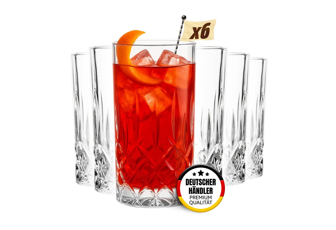 MUVELL Longdrinkglas 6er Set „Germany“ 380 ml klar, Matcha, spülmaschinenfest, feuerpoliertes kristallklares 3mm Glas, Stoßfest, Spülmaschinenfest, 3 mm Glasstärke MUVELL Longdrinkglas 6er Set „Germany“ 380 ml klar, Matcha, spülmaschinenfest, feuerpoliertes kristallklares 3mm Glas, Stoßfest, Spülmaschinenfest, 3 mm Glasstärke von MUVELL