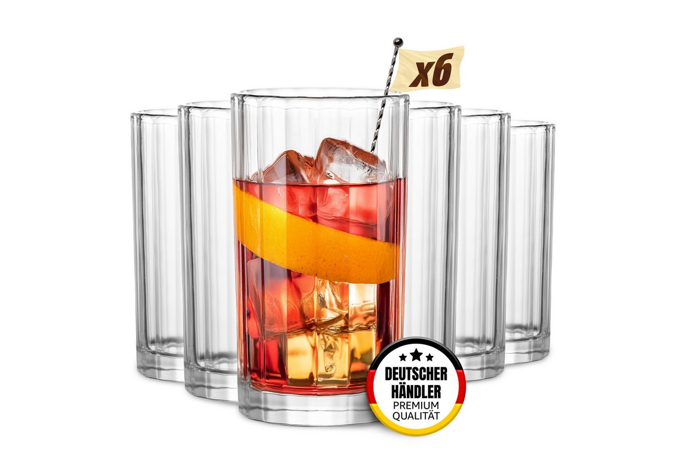 MUVELL Longdrinkglas 6er Set „Japan“ 420 ml klar, Latte Macchiato, spülmaschinenfest, feuerpoliertes kristallklares 3mm Glas, Stoßfest, Spülmaschinenfest, 3 mm Glasstärke MUVELL Longdrinkglas 6er Set „Japan“ 420 ml klar, Latte Macchiato, spülmaschinenfest, feuerpoliertes kristallklares 3mm Glas, Stoßfest, Spülmaschinenfest, 3 mm Glasstärke von MUVELL