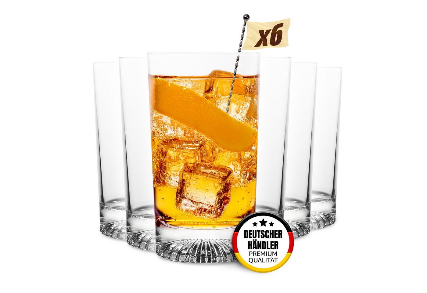 MUVELL Longdrinkglas 6er Set „Scotland“ 400 ml klar, Cocktail, spülmaschinenfest, feuerpoliertes kristallklares 3mm Glas, Stoßfest, Spülmaschinenfest, 3 mm Glasstärke MUVELL Longdrinkglas 6er Set „Scotland“ 400 ml klar, Cocktail, spülmaschinenfest, feuerpoliertes kristallklares 3mm Glas, Stoßfest, Spülmaschinenfest, 3 mm Glasstärke von MUVELL