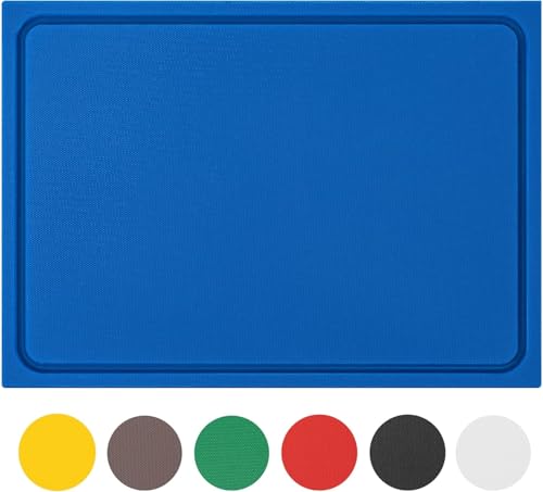 Muvell stabiles Schneidebrett Kunststoff | Blau, 35x25x2 cm | Spülmaschinenfest, EXTRA dick, messerschonend | Farben & Größen auswählbar | HACCP Fisch Küchenbrett | Schneidbrett mit Saftrille von MUVELL