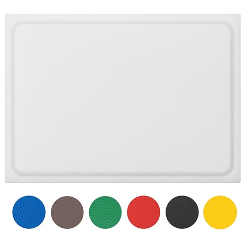 Muvell stabiles Schneidebrett Kunststoff | Weiß, 60x40x2 cm | Spülmaschinenfest, EXTRA dick, messerschonend | Farben & Größen auswählbar | HACCP Brot & Käse Küchenbrett | Schneidbrett mit Saftrille von MUVELL