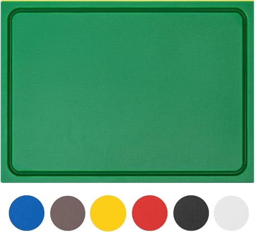 Muvell stabiles Schneidebrett Kunststoff | Grün, 45x30x2 cm | Spülmaschinenfest, EXTRA dick, messerschonend | Farben & Größen auswählbar | HACCP Obst & Gemüse Küchenbrett | Schneidbrett mit Saftrille von MUVELL