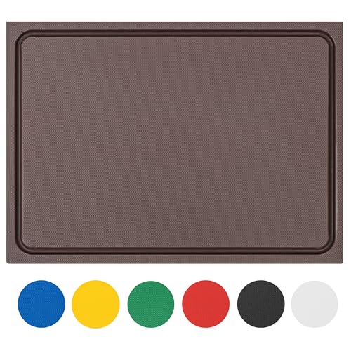 Muvell stabiles Schneidebrett Kunststoff | Braun 60x40x2 cm | Spülmaschinenfest, EXTRA dick, messerschonend Farben & Größen auswählbar HACCP gekochtes Fleisch Küchenbrett | Schneidbrett mit Saftrille von MUVELL