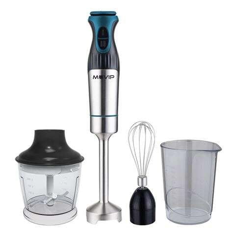 Muvip Handmixer aus Edelstahl, 1200 W + Zubehör, 2 Geschwindigkeitsstufen, Gehäuse aus Edelstahl von MUVIP